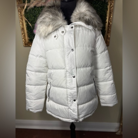 Sam Eldelman water repellent puffer jacket with faux fur collar - Picture 1 of 6